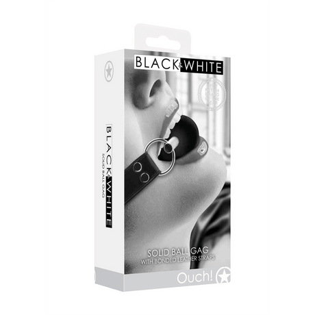 Ballknebel Ouch Black-White massiv Schwarz 13 x Ø 2,3 cm – Ansicht 2