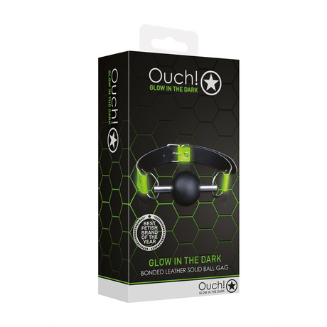 Ballknebel Ouch massiv nachtleuchtend Schwarz-Grün 64 x Ø 4,3 cm – Ansicht 2