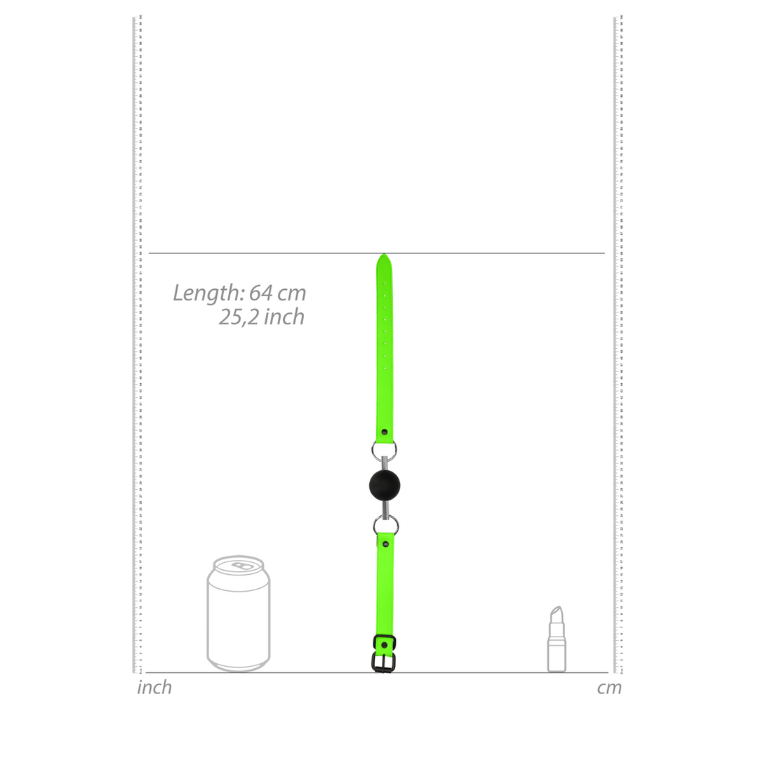 Ballknebel Ouch massiv nachtleuchtend Schwarz-Grün 64 x Ø 4,3 cm – Ansicht 5