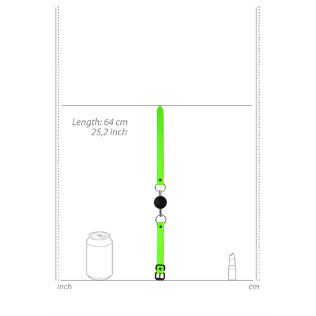 Ballknebel Ouch massiv nachtleuchtend Schwarz-Grün 64 x Ø 4,3 cm – Ansicht 5