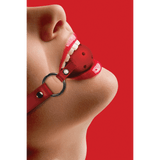 Ballknebel Ouch atmungsaktiv aus Leder Rot 65 x Ø 4,5 cm – Ansicht 4