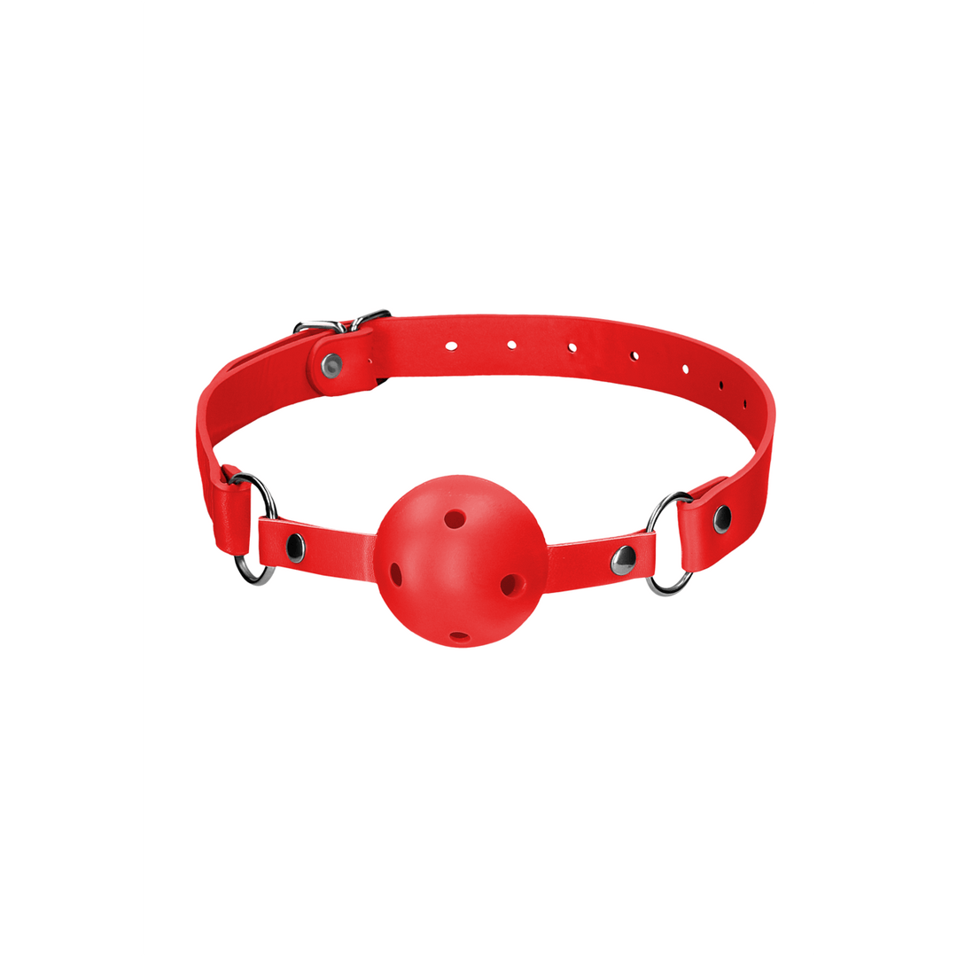 Ballknebel Ouch atmungsaktiv aus Leder Rot 65 x Ø 4,5 cm