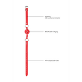 Ballknebel Ouch atmungsaktiv aus Leder Rot 65 x Ø 4,5 cm – Ansicht 5