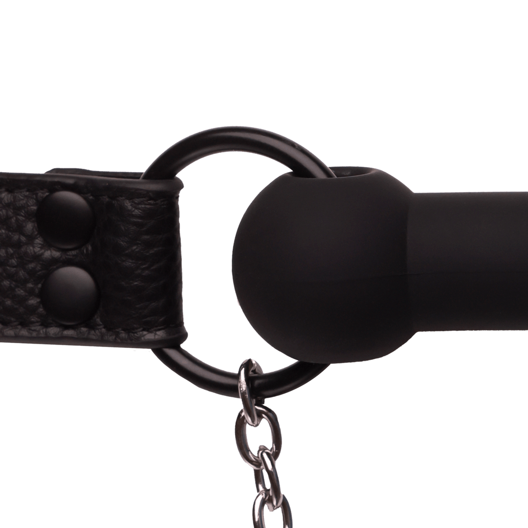 Beißknebel Ouch aus Silikon mit Nippelklemmen Schwarz 59 cm – Ansicht 7