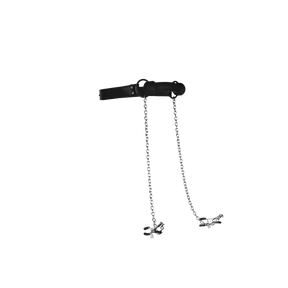 Beißknebel Ouch aus Silikon mit Nippelklemmen Schwarz 59 cm – Ansicht 4