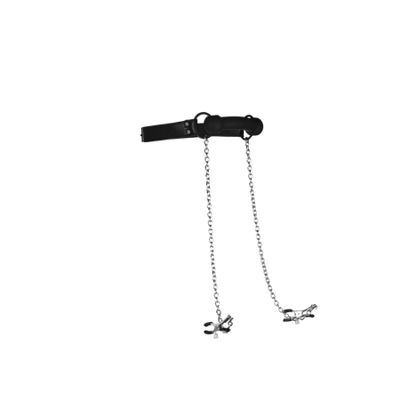 Beißknebel Silikon mit Nippelklemmen Schwarz 59 cm – Ansicht 4