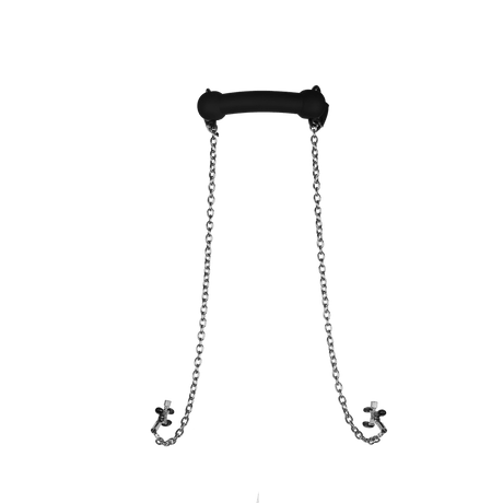 Beißknebel Silikon mit Nippelklemmen Schwarz 59 cm – Ansicht 5