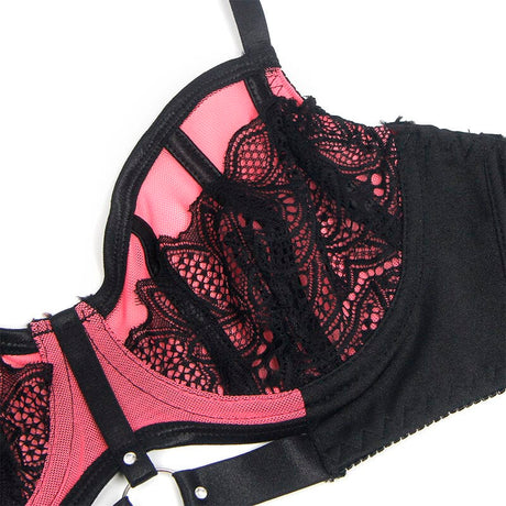 BH-Set Rosa BH-Set aus Lackleder und Netz mit Reißverschluss S/M
