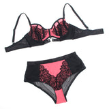 BH-Set Rosa BH-Set aus Lackleder und Netz mit Reißverschluss S/M