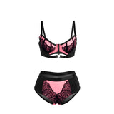 BH-Set Rosa BH-Set aus Lackleder und Netz mit Reißverschluss S/M