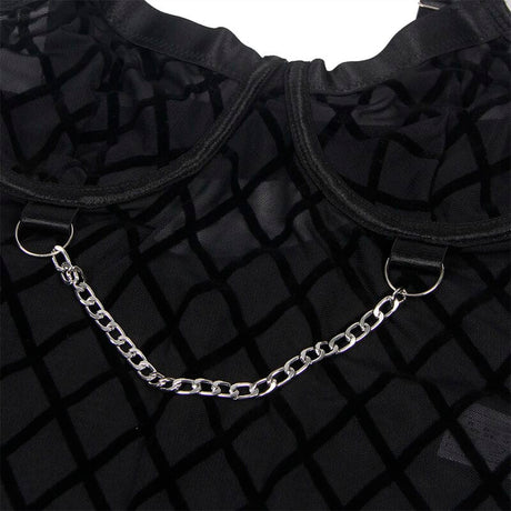 Body 9542277 Body mit Ketten + Strumpfgürtel Schwarz L/XL