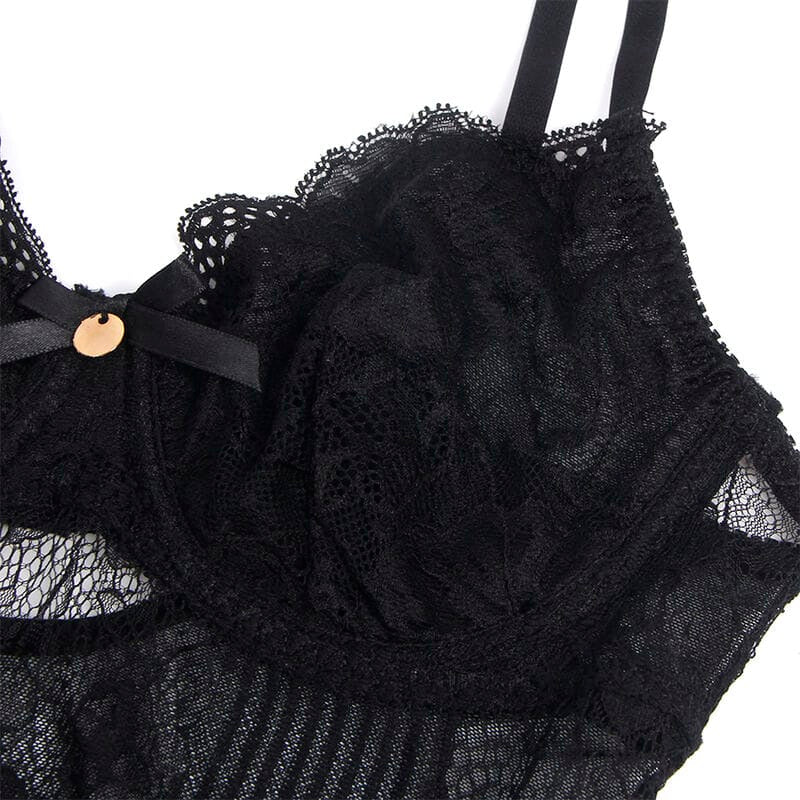 Body Spitzen-Bodysuit mit Unterteilverschluss Schwarz S/M