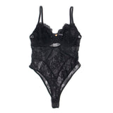 Body Spitzen-Bodysuit mit Unterteilverschluss Schwarz S/M
