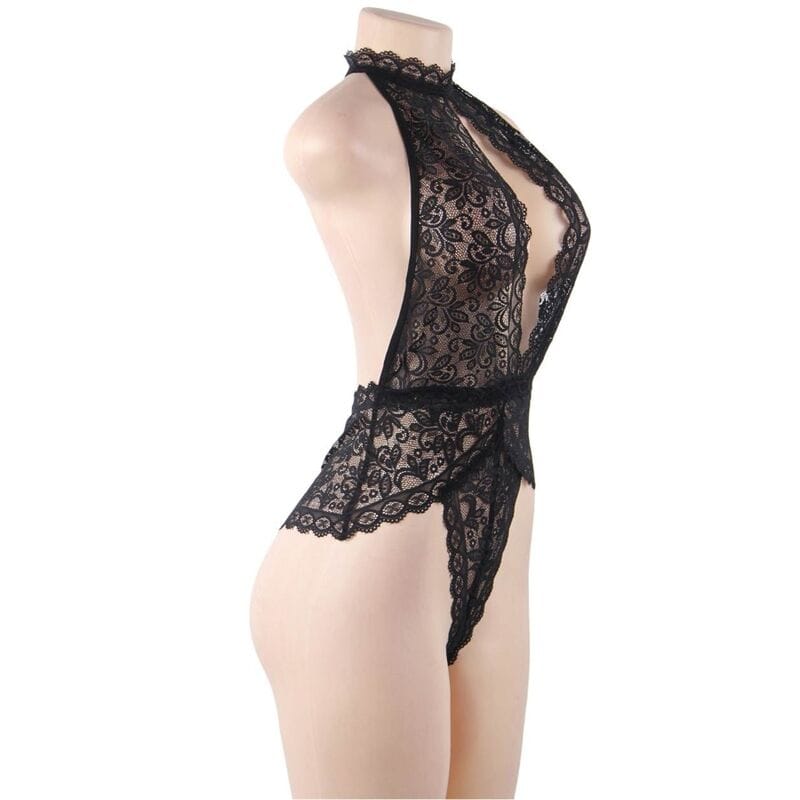 Body Teddy mit Spitze und offenem Cup L/XL – Ansicht 5