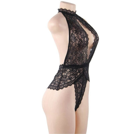 Body Teddy mit Spitze und offenem Cup S/M – Ansicht 5