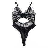 Body Transparenter Body mit Lochspitze Schwarz L/XL