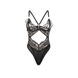 Body Transparenter Body mit Lochspitze Schwarz L/XL