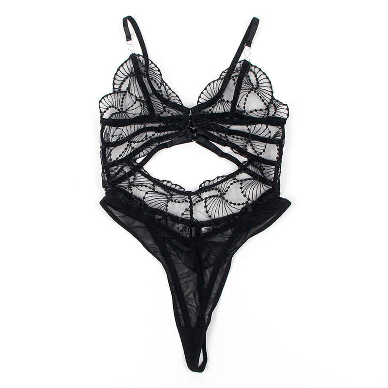 Body Transparenter Body mit schwarzer Lochspitze S/M