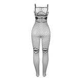 Bodystocking 952112 Netz-Bodystocking mit Details auf Brust und Bauch Schwarz Eine