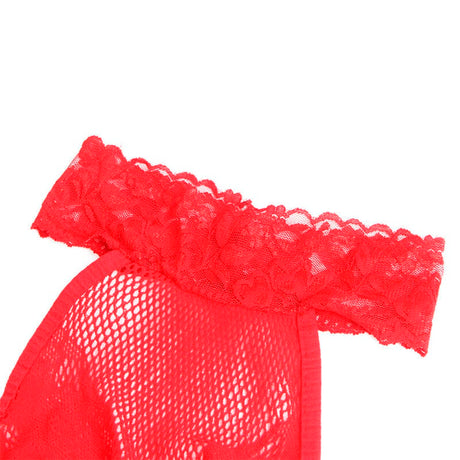Bodystocking 952372 Bodystocking aus Netz und Spitze mit Hoher Hals und ohne Schritt Rot