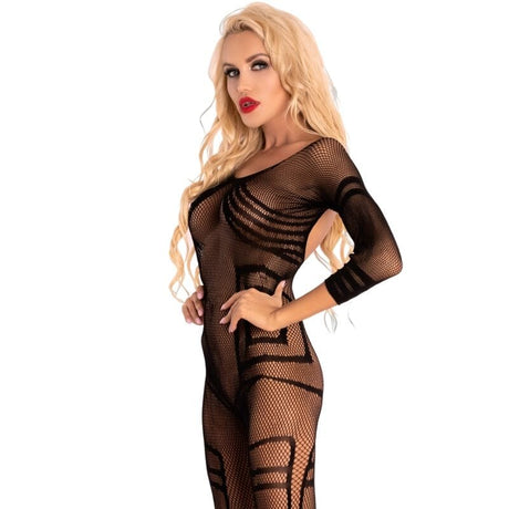 Bodystocking Melisenda Bademantel + Hemd + String Schwarz S