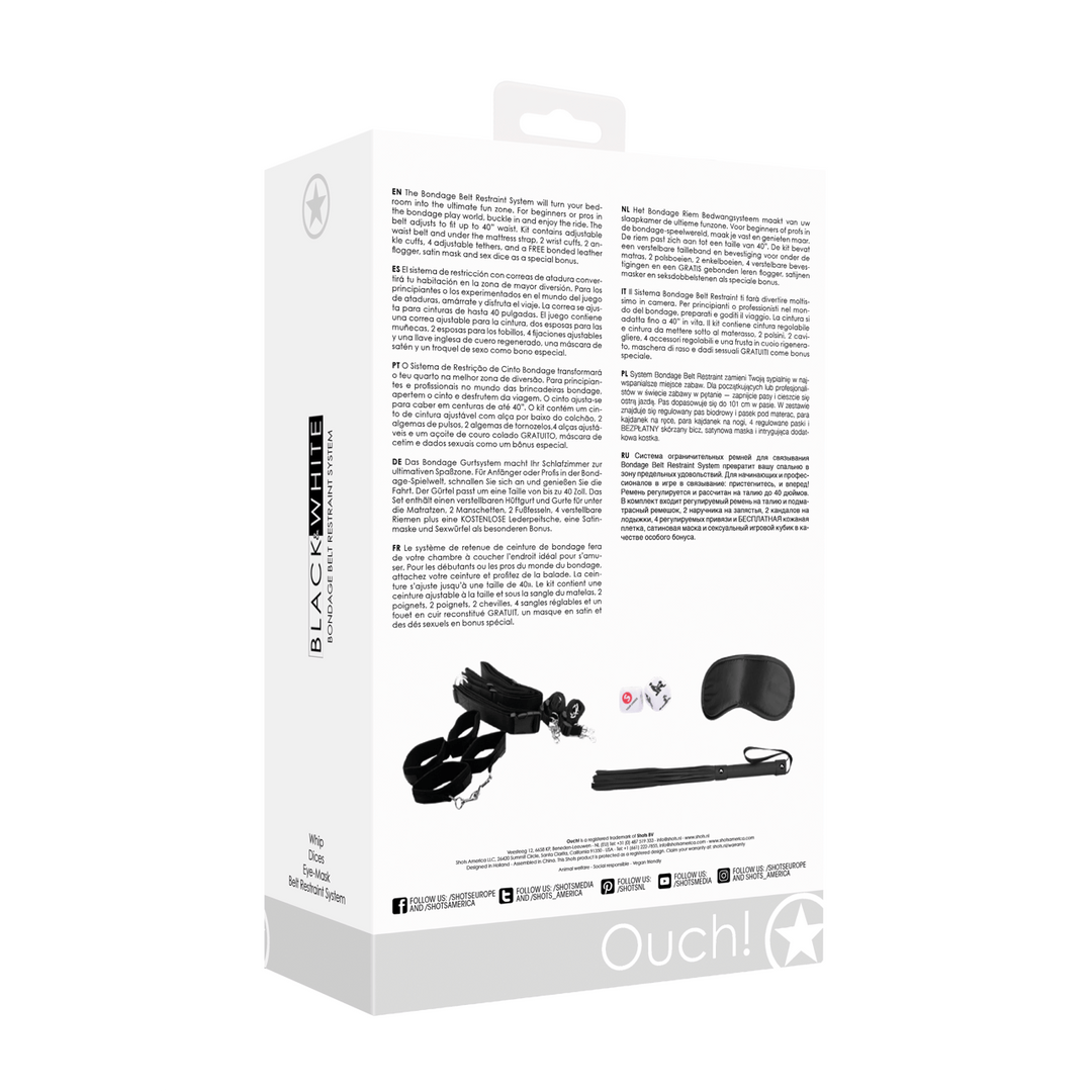 Bondage-Set Ouch für das Bett mit Peitsche und Augenmaske Schwarz – Ansicht 3