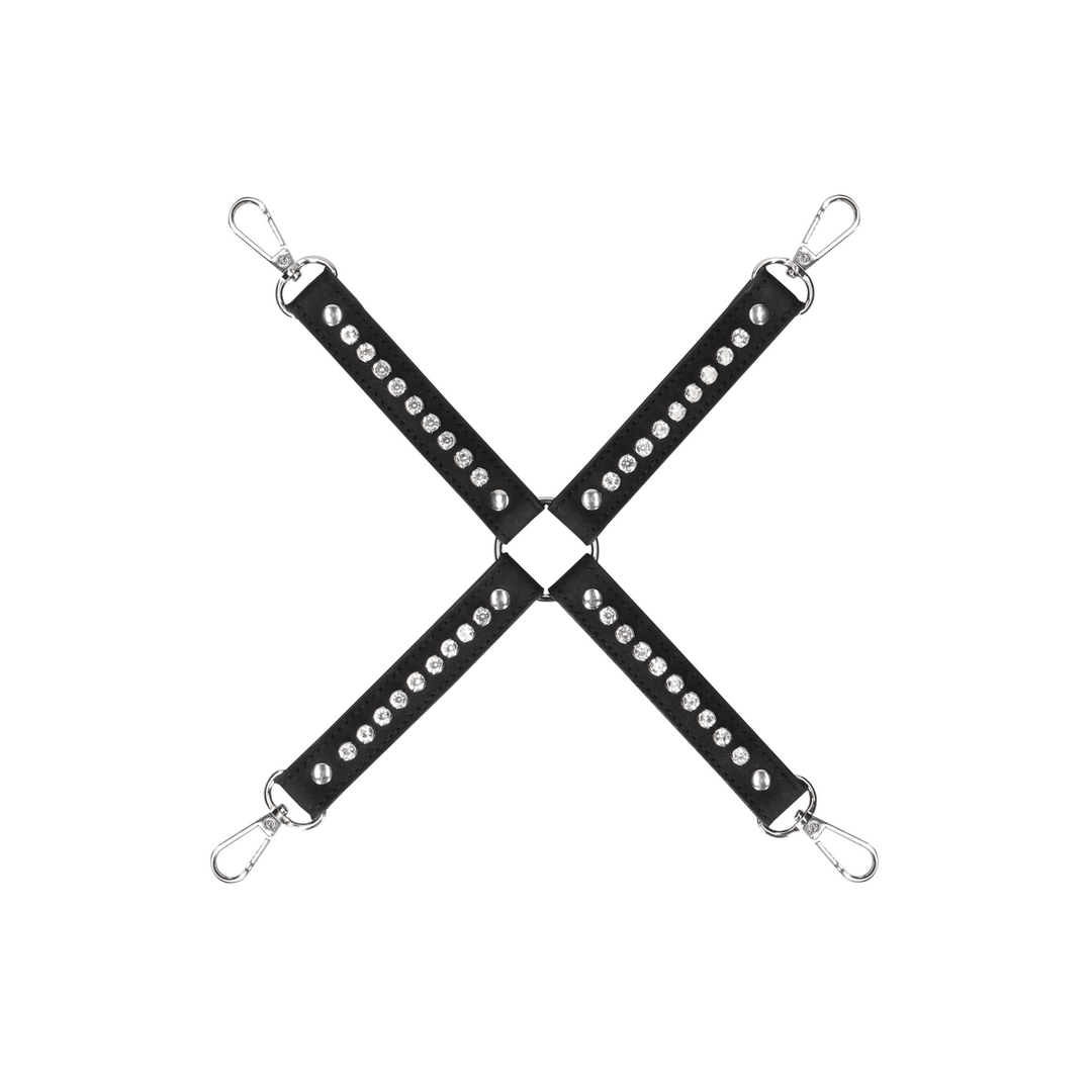 Bondage-Kreuz Ouch mit Glassteinen Schwarz 34 cm