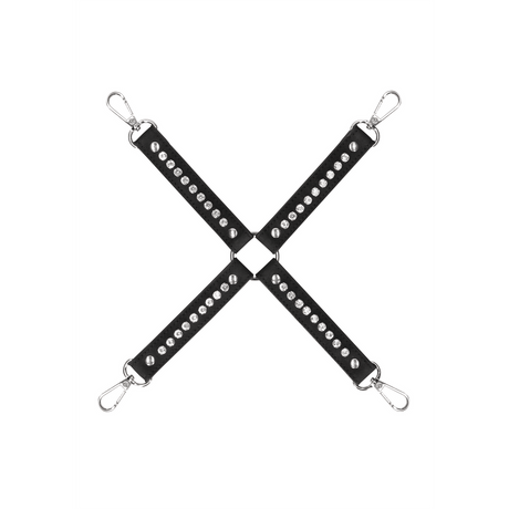 Bondage-Kreuz Ouch mit Glassteinen Schwarz 34 cm