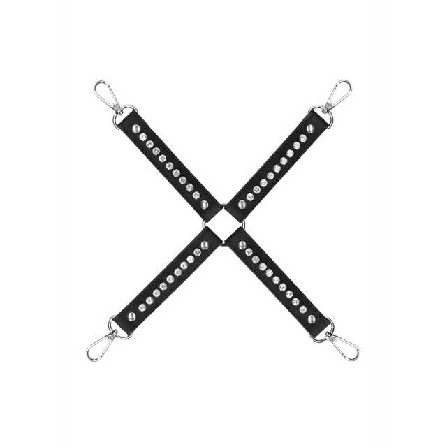 Bondage-Kreuz Ouch mit Glassteinen Schwarz 34 cm