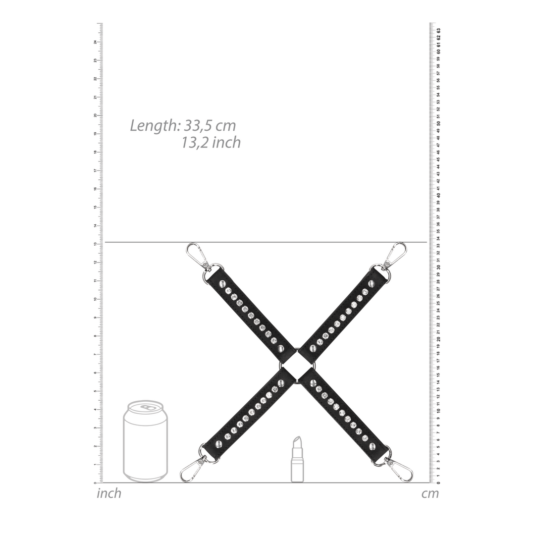 Bondage-Kreuz Ouch mit Glassteinen Schwarz 34 cm – Ansicht 5