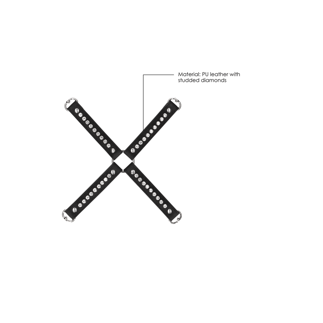 Bondage-Kreuz Ouch mit Glassteinen Schwarz 34 cm – Ansicht 4