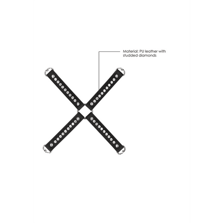 Bondage-Kreuz Ouch mit Glassteinen Schwarz 34 cm – Ansicht 4