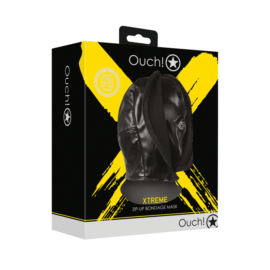 Bondage-Maske Ouch mit Reißverschluss Schwarz 32,5 cm – Ansicht 2