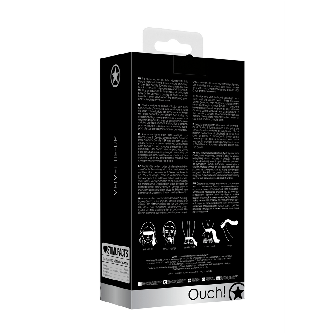 Bondage-Band Ouch aus Samt Schwarz 129 cm – Ansicht 3