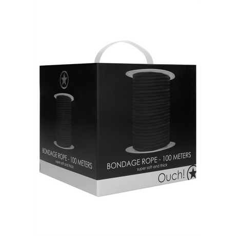 Bondage-Seil Ouch auf der Rolle Schwarz 100 m – Ansicht 2