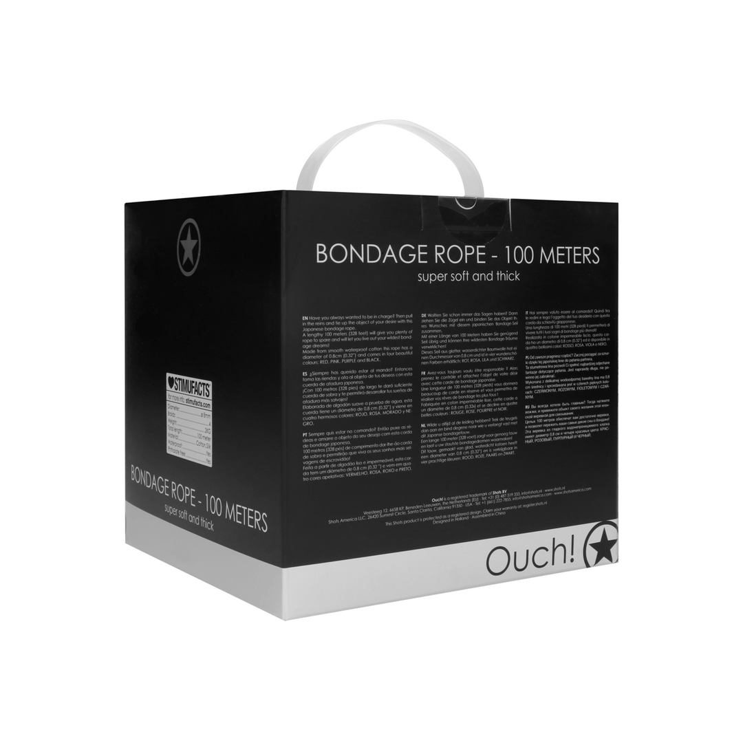 Bondage-Seil Ouch auf der Rolle Schwarz 100 m – Ansicht 3