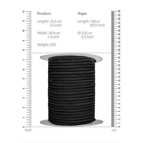 Bondage-Seil Ouch auf der Rolle Schwarz 100 m – Ansicht 6