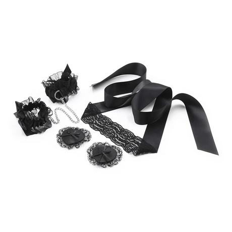 Bondage-Set Lace Me Up mit Spitze Schwarz 11,5 cm
