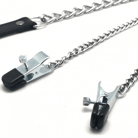 Brustklemmen mit Kette und Lederschlaufe Silber – Ansicht 4