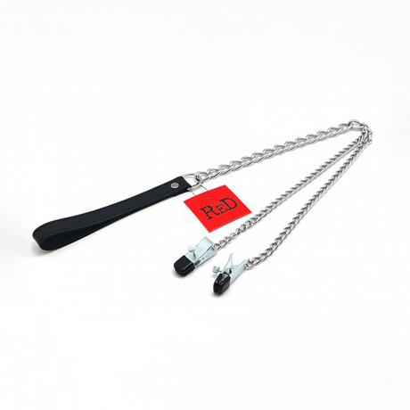 Brustklemmen mit Kette und Lederschlaufe Silber – Ansicht 2