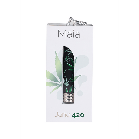 Bullet-Vibrator Jane 420 mit Hanfblattmuster Schwarz 11,9 x 2,3 cm – Ansicht 2