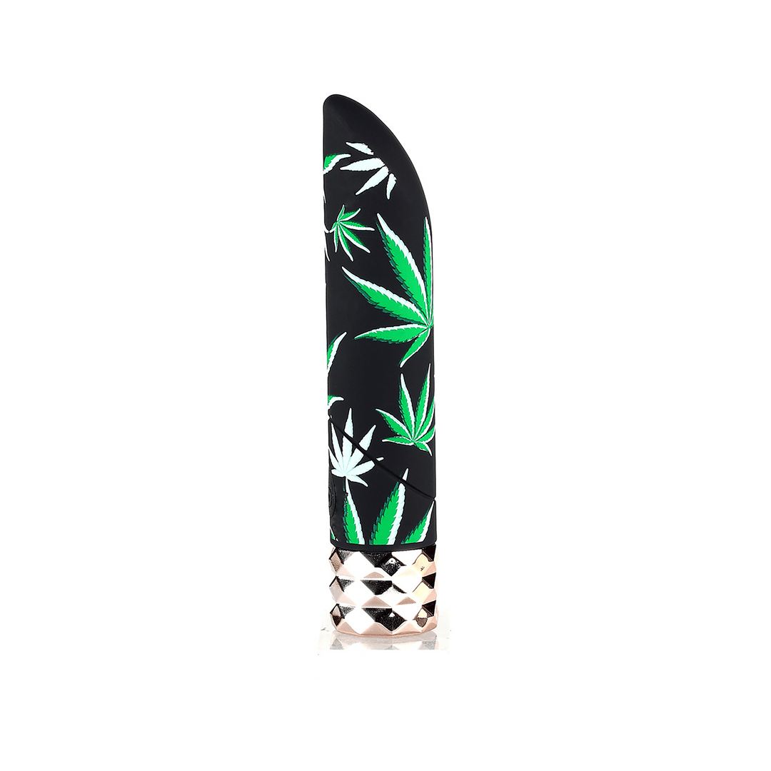 Bullet-Vibrator Jane 420 mit Hanfblattmuster Schwarz 11,9 x 2,3 cm