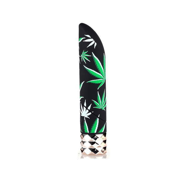 Bullet-Vibrator Jane 420 mit Hanfblattmuster Schwarz 11,9 x 2,3 cm