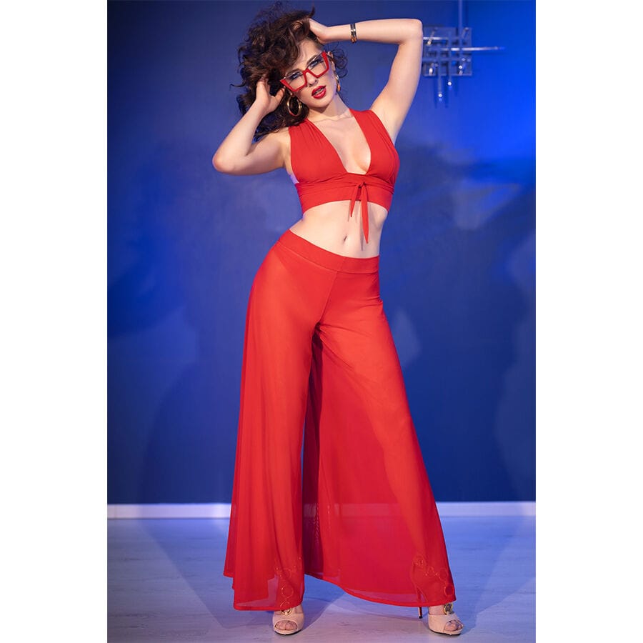 Dessous-Set Rotes Top- und Hosenset L.4
