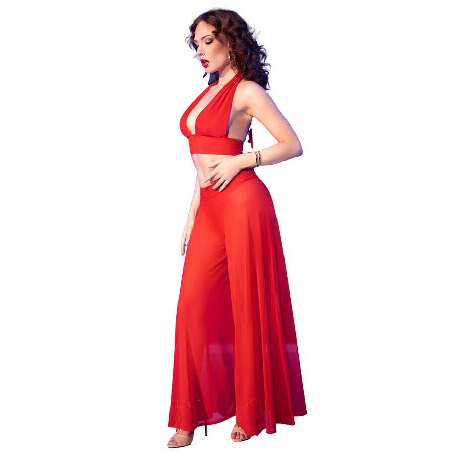Dessous-Set Rotes Top- und Hosenset L