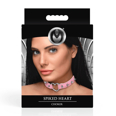 Choker Master Series Spiked Heart mit Nieten und Herzring PU-Leder in zwei Farben 41,9 cm – Ansicht 8