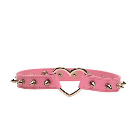 Choker Master Series Spiked Heart mit Nieten und Herzring PU-Leder in zwei Farben 41,9 cm – Ansicht 9