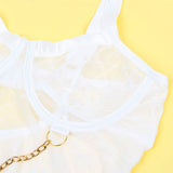 Dessous-Set 954284 Körper mit Ketten + Strumpfgürtel Weiss S/M Weiß