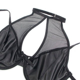 Dessous-Set Leder-BH und Rock-Set Schwarz S/M