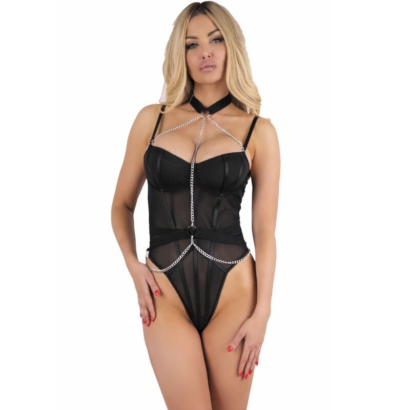 Dessous-Set Melisenda Bademantel + Hemd + String Schwarz S Modell 4